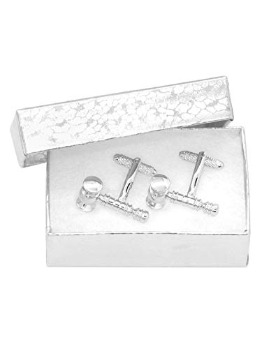 Mancuernillas para hombre tono plata miniatura 2