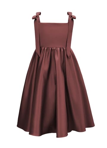 MCieloLuna Cute Summer Flower Girl Dress Midi Length Wedding Guest Princess Gown Glossy Satin First Communion Dresses