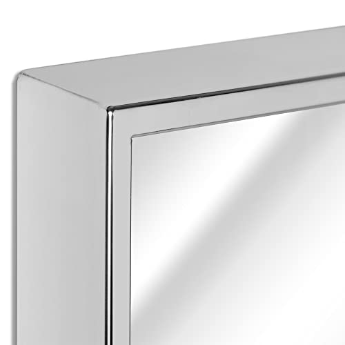 Head West Glossy Chrome Float Rectangular Framed Accent Wall Vanity Mirror - 24 X 30 #TOP2