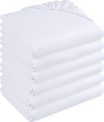 Utopia Bedding Juego de 6 Sabana Bajera 90x190 - Blanco - Bolsillo Profundo - Microfibra Cepillada (Cama 90)