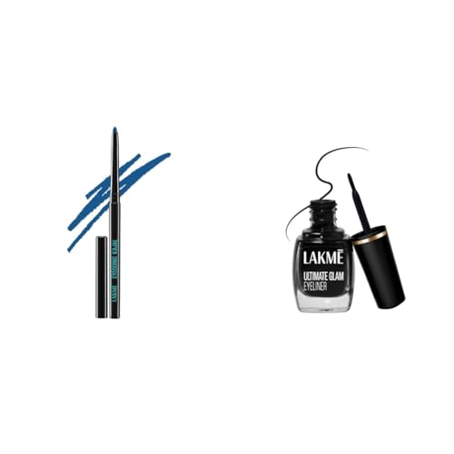 Image of LAKME Eyeconic Pencil Matte Midnight Blue (0.35G) & Insta Gel Eye Liner Black (9ml) - Semi-Matte, Water Resistant, Long-Lasting