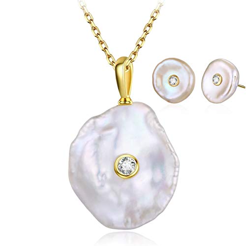 Colgante y pendientes de plata 925 chapada en oro amarillo de 18K Cover