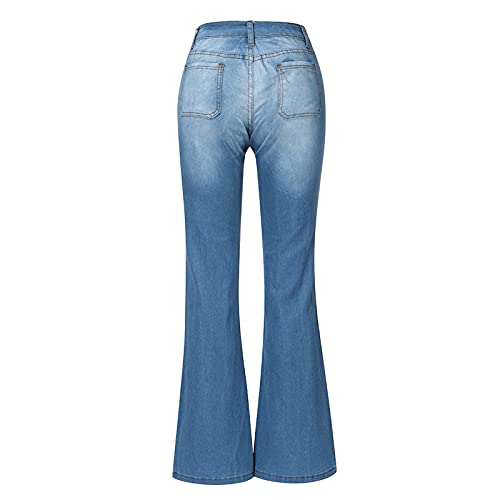 Women's Pure-Color Button High Waist Stretch Calf Jeans #TOP3