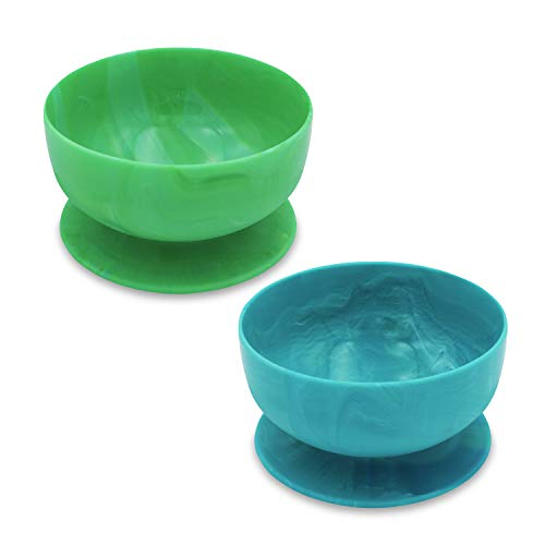 ChooMee Baby Suction Bowls | Strong Suction Base, Firm Bowl Walls | Modern Design | 100% Silicone | BPA Free | 2 CT Small Aqua Green
