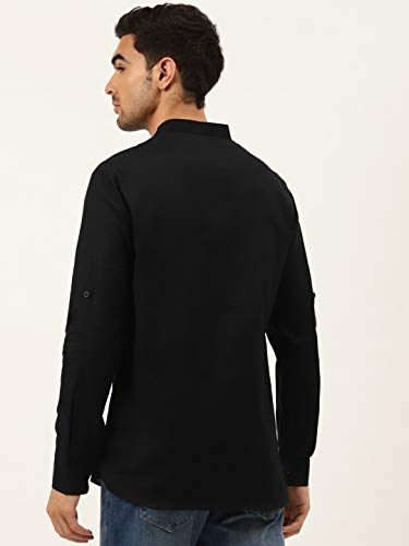 Full Sleeve Linen Short Kurta (Green,50)4