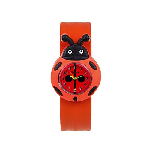 PerGrate 1 Pcs Children Kids Wrist Quartz Watch Silicone Strap Cute Cartoon Style Fashion Birthday Gift, ladybird