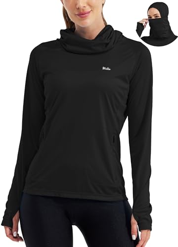 La Mejor Recopilación de Ropa de Pesca para Mujer los 5 mejores. 48 Willit Camiseta con Capucha de Protección Solar para Mujer UPF 50+ Camisa de Pesca y Senderismo de Manga Larga Camisa SPF con Máscara Facial Ligera Negro XX-Grande
