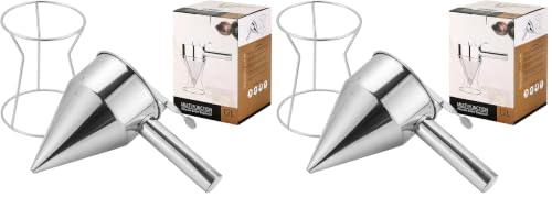 AMGSH 40OZ/1200ML Stainless Steel Pancake Batter Dispenser, Piston Funnel Dispenser with Stand Detachable Handle for Takoyaki Baking Cake Desserts (1200ML/40OZ) (Pack of 2)