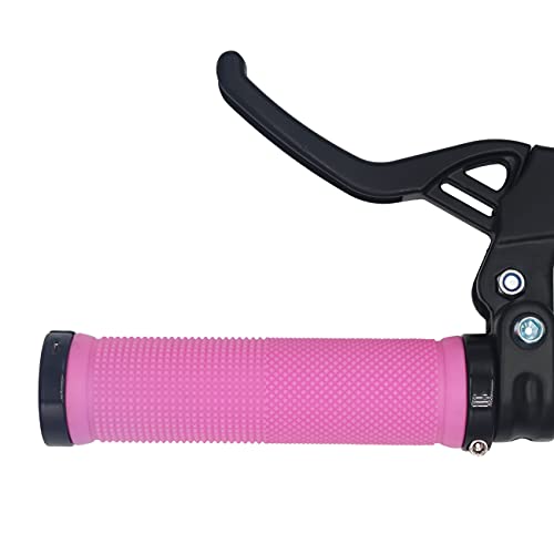 PLATT Bicycle Handle Bar Grips Colorful Rubber Mushroom Grips for BMX/MTB Bikes (2 Pairs) (Pink+end caps)