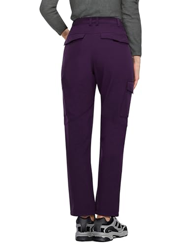 ATLASLAVA Wanderhose Damen Winter Gefüttert Softshellhose Skihose Winterhose Frauen Wasserdicht Trekkinghose Outdoor Hose Lila 2XL
