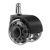 Bürostuhl Rollen 2 zoll Büro Stuhl Caster Rad Rotierenden Gummi Weiche Sicherheit Roller Transparent Möbel Einsatz Stange(Black-B)