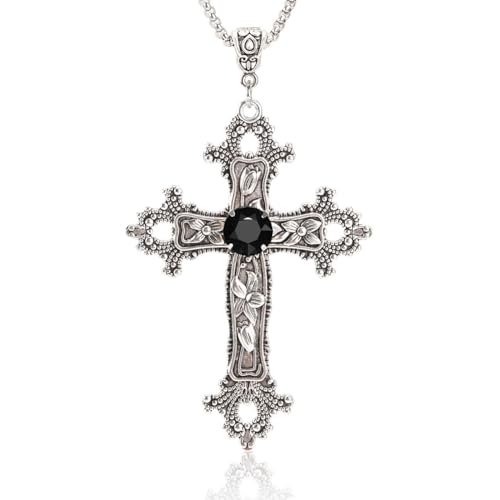 Collana Vintage: Questa collana a croce è decorata con piccoli cristalli neri o rossi, che aggiungono mistero e lusso, e si abbina perfettamente all'abbigliamento quotidiano e ai costumi di Halloween. La collana a croce è sicuramente un accessorio ideale per le feste in maschera di Halloween.