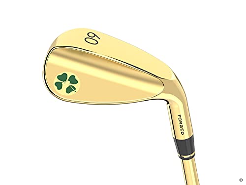 Lucky Wedges Gold 60 Degree Lob Wedge - 10 Degrees Bounce, 35" Regular Flex Steel Shaft, Forged Soft Carbon Steel, Right Handed, Soft Grips