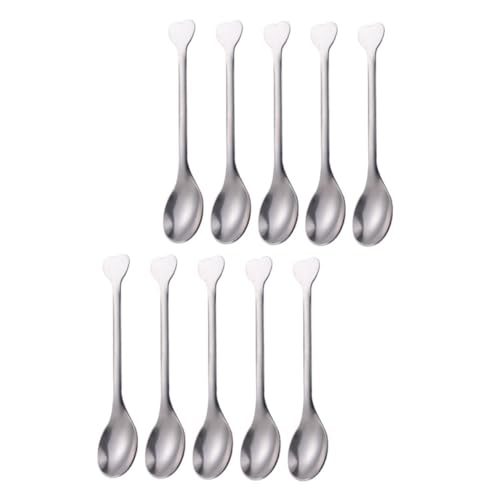 SOLUSTRE 12pcs Heart Shaped Stainless Steel Dessert Spoons Creative Stirring Spoons for Ice and Desserts present for Family Friends and Gatherings
