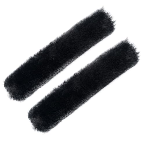 Abaodam Adornos Peludos Desmontables para Pantuflas Mujer, Charms Suaves Cálidos para Sandalias Invierno, Decoración para Zapatos Talla Pequeña Negra 14,5x4,5 Cm, Accesorios Confortables