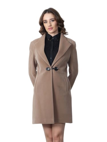 Image of PLAGG Women's Notched Lapel Long Overcoat