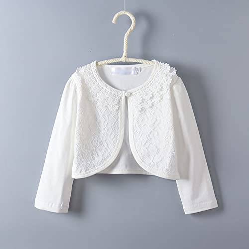 Cotton Cardigan for Toddler Girls Cute Long Sleeve Lace Princess Shawl Tops Soft Comfy Solid Cardigan Coat 2-9 Years2