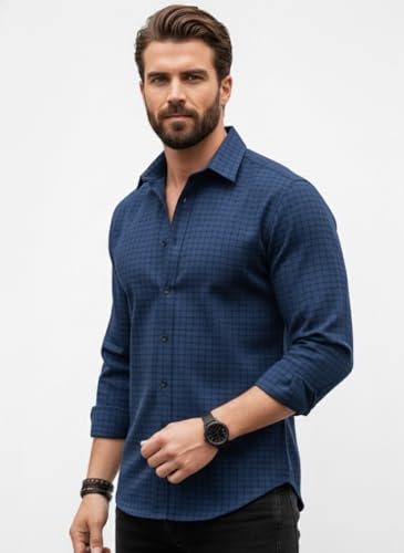Image of Amazon Brand - INKAST Men's Regular Fit Button Down Dress Shirts Textured Long Sleeve Casual Hawaiian Shirt