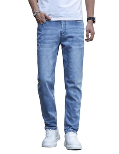 Mywinway Skinny Jeans for Men Spring Summer Stretch Straight Leg Mid Rise Slim Fit Fashion Stretchy Denim Jeans Pants