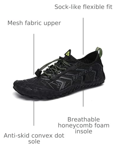 Image of UBFEN Water Shoes for Men Women Quick Dry Swim Aqua Socks | Lightweight Barefoot-style Fit, Rubber Sole, Hiking, Fishing, Kayaking, Beach, Pool, Boating, Diving And Water-to-land Wear