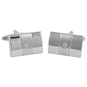 LINDENMANN manchetknoppen, zilverkleurig, kristal, in geschenketui, 10251