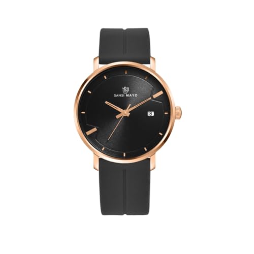 Image of Analog Watch for Men with Silicone Band | Magnetic Lock Strap | Japanese Quartz Movement | Water Resistant | Formal & Casual Wristwatch Gift