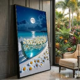 Toile murale florale nocturne de 60x105 cm pour chambre