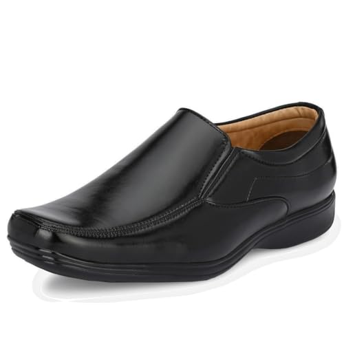 Image of Leatherkraft Stacked Heel Formal Slip-On Shoes