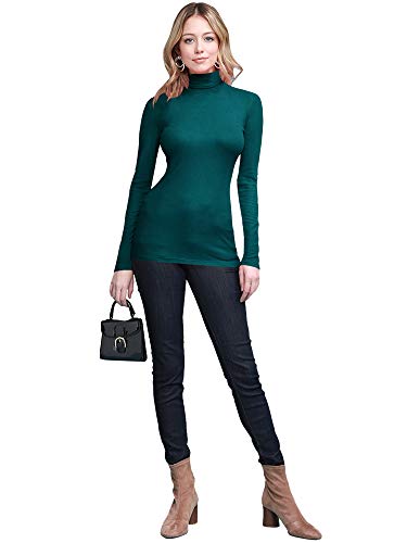 Image of Lock and Love Women's Turtleneck Top Lightweight Long Sleeve Slim Fit Pullover, Soft Rayon Stretch Layering Basic, S-3XL