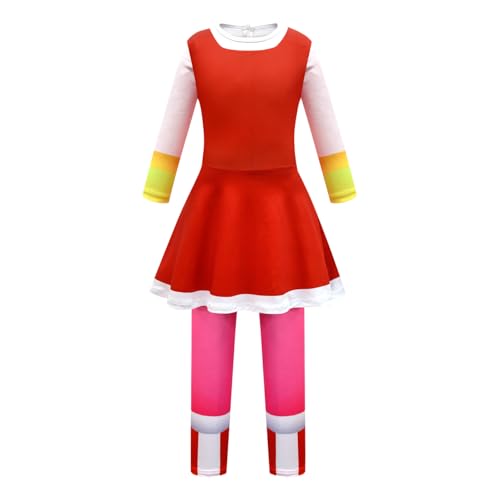 Girls Birthday Red Pattern Printed Long Sleeve Casual Party Dress Kids Winter Holiday Outfits