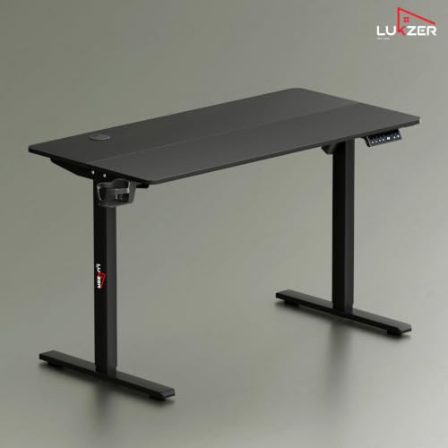Image of Lukzer Electric Height Adjustable Desk with USB & Type-C Port 3 Memory Preset Advance Controller Ergonomic Work from Home Study Table (EST-003 /UC-Black & Black /120 x 60 cm) DIY with 3-Year Warranty