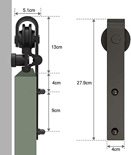 Miniatura 8 de Wolfbird 152cm 5ft Herraje Para Puerta Corredera Kit, Accesorios Herraje Corredera, El Kit De Riel Puerta Corredera De Granero,Forma Clásica.