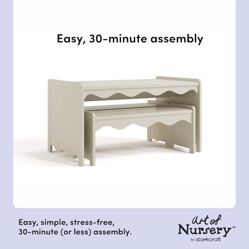 Image of Storkcraft Casablanca Montessori Indoor Kids Table & Bench Set, Frosted Oat