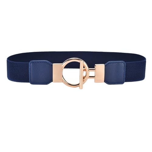 Decorative Belt Women Skinny Elastic Belt For Dresses,Thin Retro Stretch Waist Belt With Golden Buckle for Country Concert Outfit(65cm(Waist 65-85cm),4YF-4 Navy Blue)