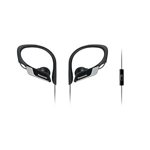 Panasonic RP-HS35ME-K Sport Kopfhörer – Headset für Mobiletelefonie, wechselbare Pass-Stücke (S/M/L), IPX2 Schutz, Clip…