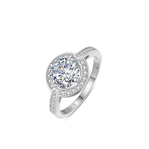 Bague argent 925 femme bague simple halo rond zircone cubique bijoux argent anniversaire