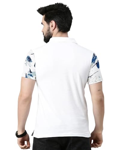 Image of Noble Monk Men's Cotton Regular Fit Polo Neck Printed Half Sleeve T-Shirt