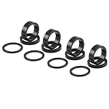 TRIWONDER Entretoises de Direction en Alliage d'Aluminium Rondelles de Potence Sets d'Entretoises Vélo pour Vélo de Route VTT Tige de 28,6 mm (A - Noir - 12 Pièces)