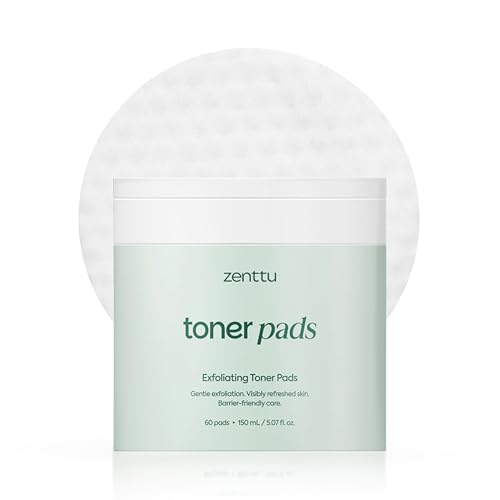 ZENTTU Korean Toner Pads for Pore Refining and Texture Smoothing with LHA and Ferments Gentle Exfoliating Pads for Face Oil Balance | 60 Count