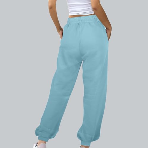 Sweatpants for Women 2025 Fashionable High Waist Sport Jogger Pants Elastic Ankle Cuffs Sweat Trousers with Pocket3