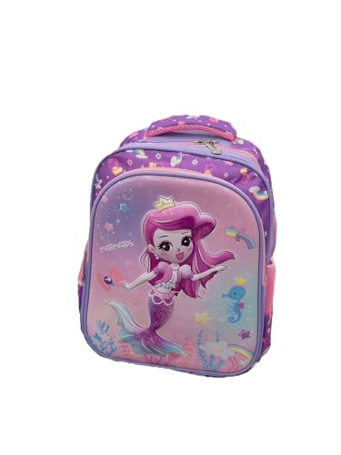 Cute Mermaid and Astronaut 3D Design BackPack withPremium Quality-, Lightweight Bookbag with 3 Compartments, Front Utility Pocket with side storage For 4to 9 Years Old