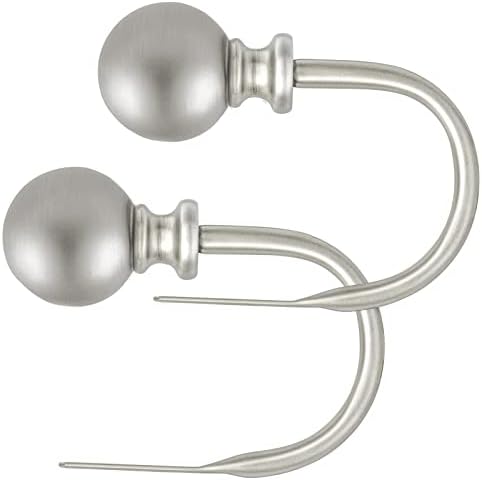 KAMANINA Decorative Curtain Drapery Holdbacks, Round Finials Window Curtain Holdbacks, Antique Silver, Set of 2