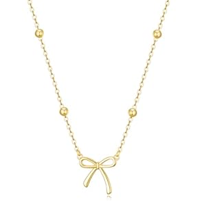 Collar de oro para mujer, delicado collar de lazo chapado en oro de 14 quilates, lindo collar de gargantilla con colgante de lazo pequeño, collares con dije, regalo para adolescentes