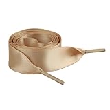 Satin Ribbon Shoelaces 3/4' Wide Flat Silky Shoe Laces For Sneakers Women Girls Solid Colord Shoestrings, Khaki