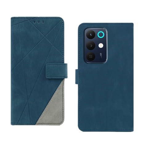 Image of amazon basics Realme 15X 5G Flip Cover | Card Pockets Wallet & Stand | Flip Cover for Realme 15X 5G (Blue with Grey)