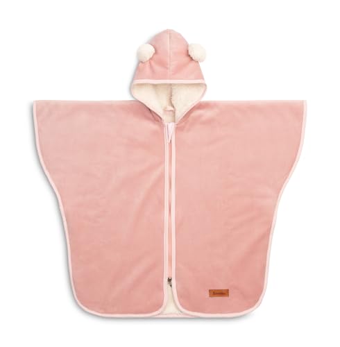 Sensillo - Auto-Poncho für Kinder - Für Autositz - Kinderwagen - Fahrrad - Mit Kapuze - Warmer Fleece für Winter und Herbst - ca. 80×59cm (+/- 2cm) - Mantel für Kinder - Rosa