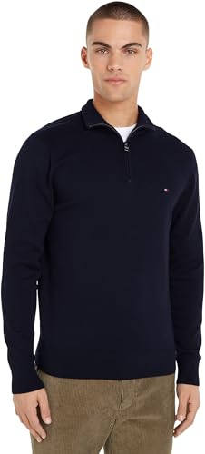 Pull Zipper Essential Cotton Mock Tommy Hilfiger en Maille de Coton Premium