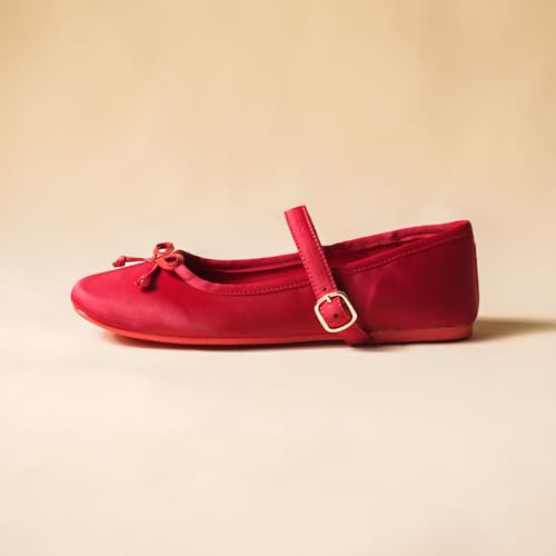 Image of Theater Dorothy Casual Ballet Flats for Women | Stylish Mary Jane Ballerina with Bow Detail | Lightweight Comfortable Footwear with Cushioned Insole