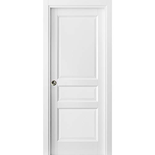 3 Panel Pocket Door 42 x 96 with Frames Lucia 31 Matte White Kit