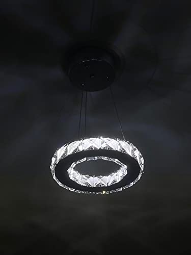 Image of Modern Crystal Hanging Ring Foyer Circular Chandelier LED Light Fixtures Pendant Lights (8.5 inch Diameter, Warm White)
